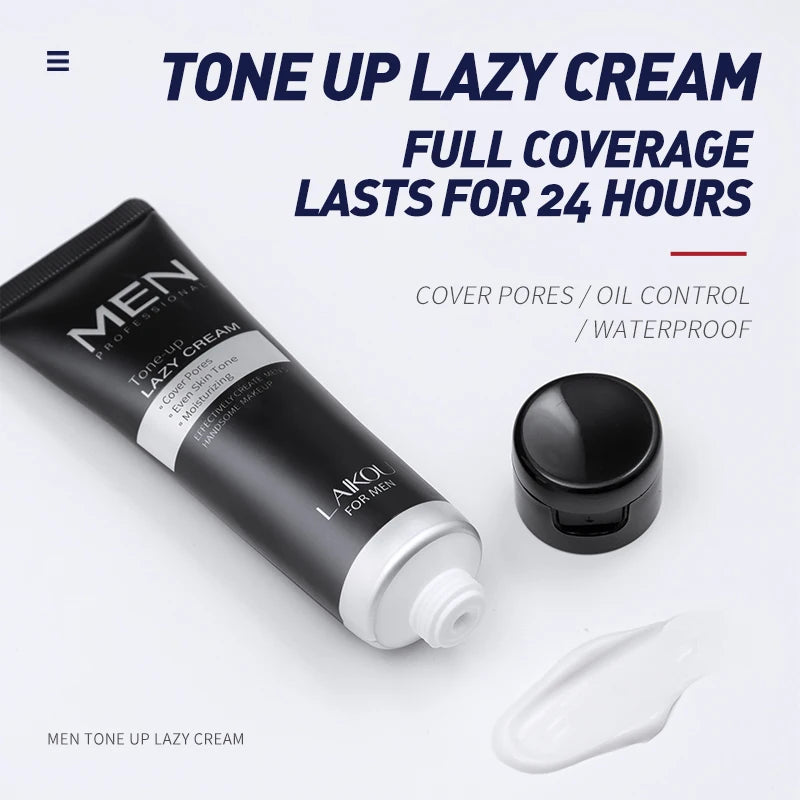 LAIKOU Men Skincare Set 4pc Lazy Cream Cleanser Toner Lotion Hydrating