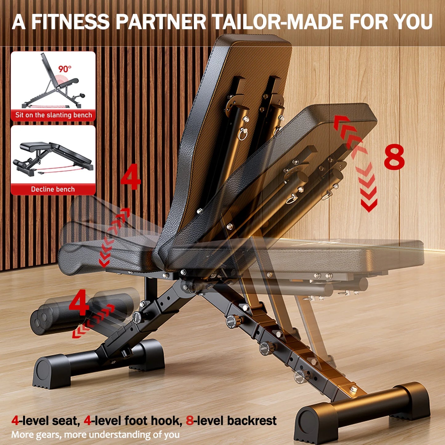 Multifunctional Adjustable Weight Bench For Full Body Workout Foldable