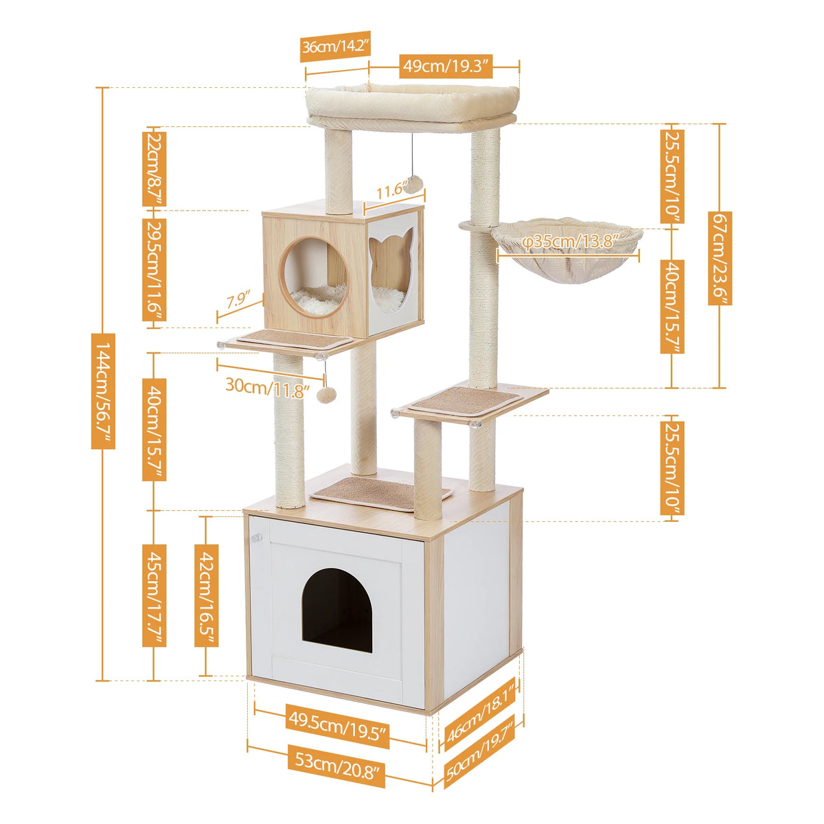 PAWZ Ro Multi Level Cat Tree Condo Hammock Scratching Posts
