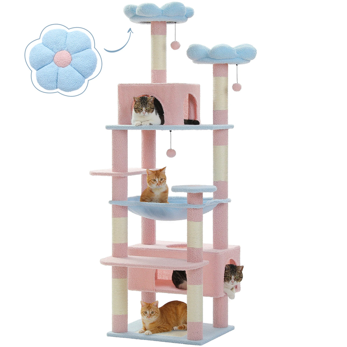 Petepla 184cm Luxury Cat Tree Tower With Hammock