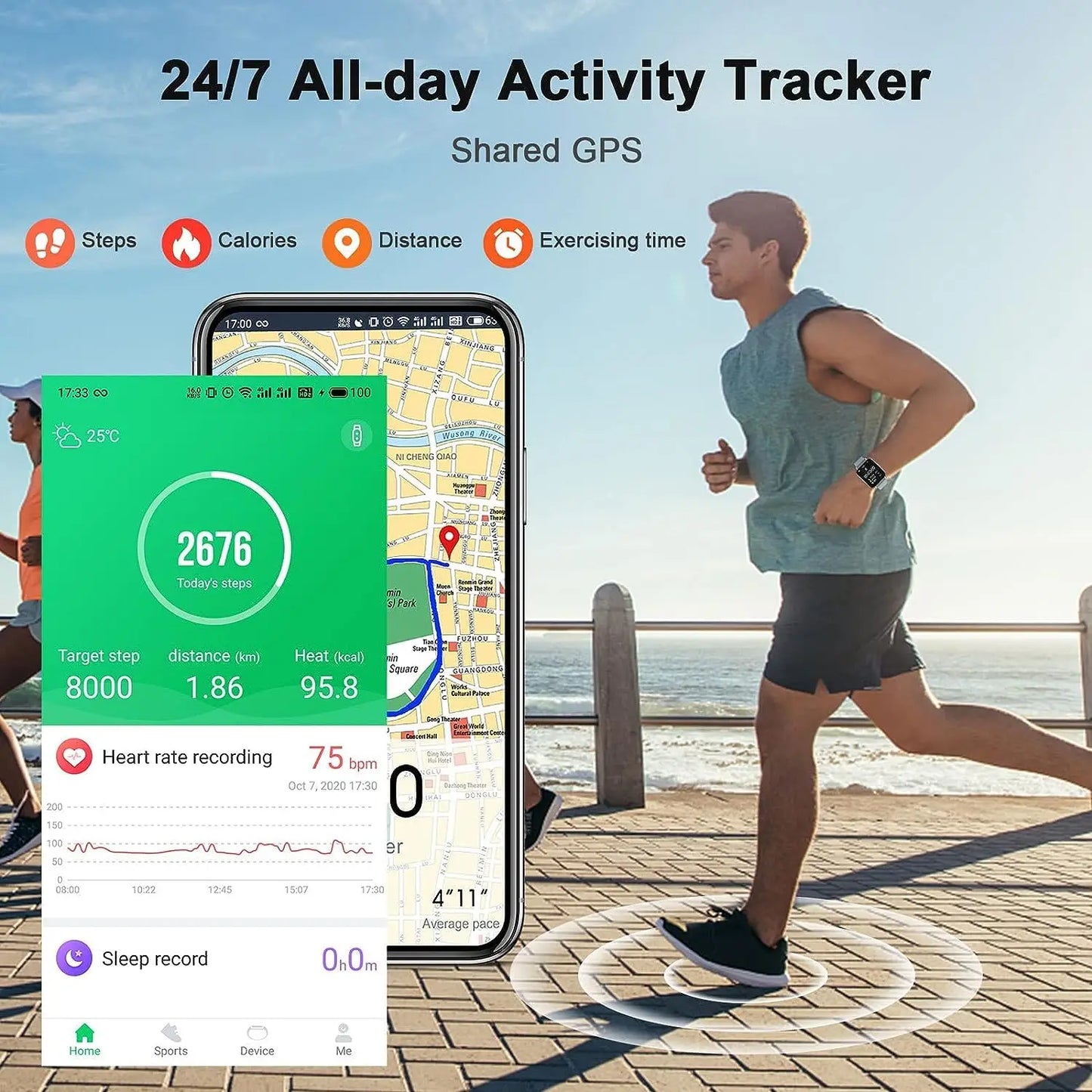 Nerunsa Smartwatch Fitness Tracker With Heart Rate Monitor Sleep Tracking