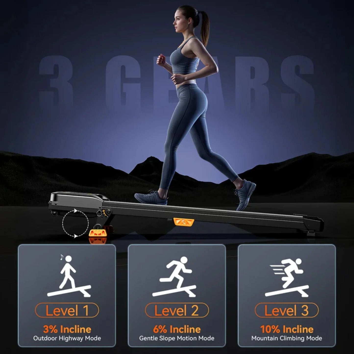 Portable Incline Walking Pad Under Desk Treadmill LED Display 330lb