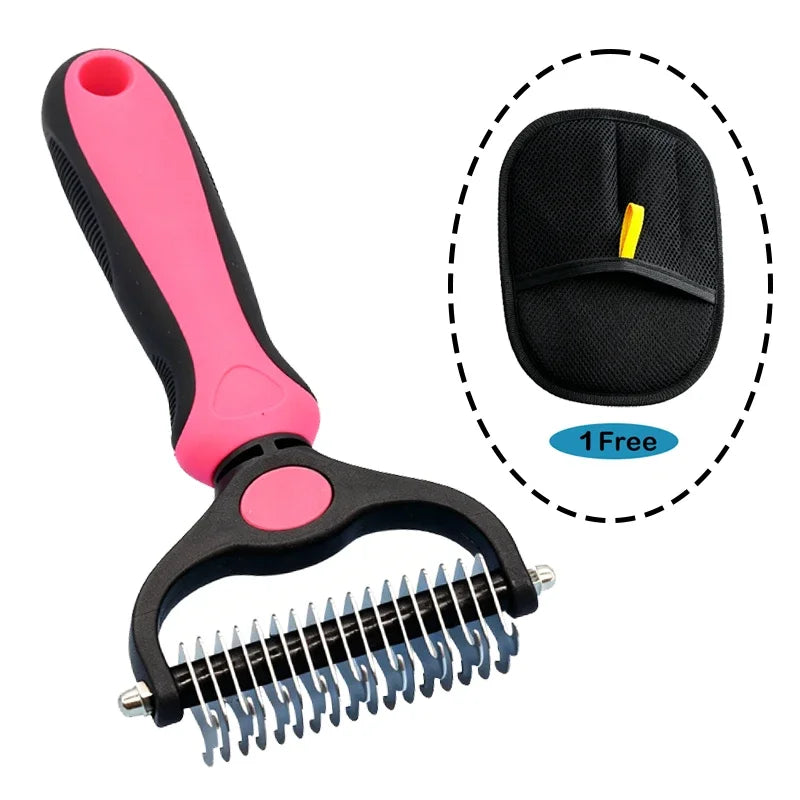 Two-Sided Grooming Comb and Undercoat Rake for Cats and Dogs