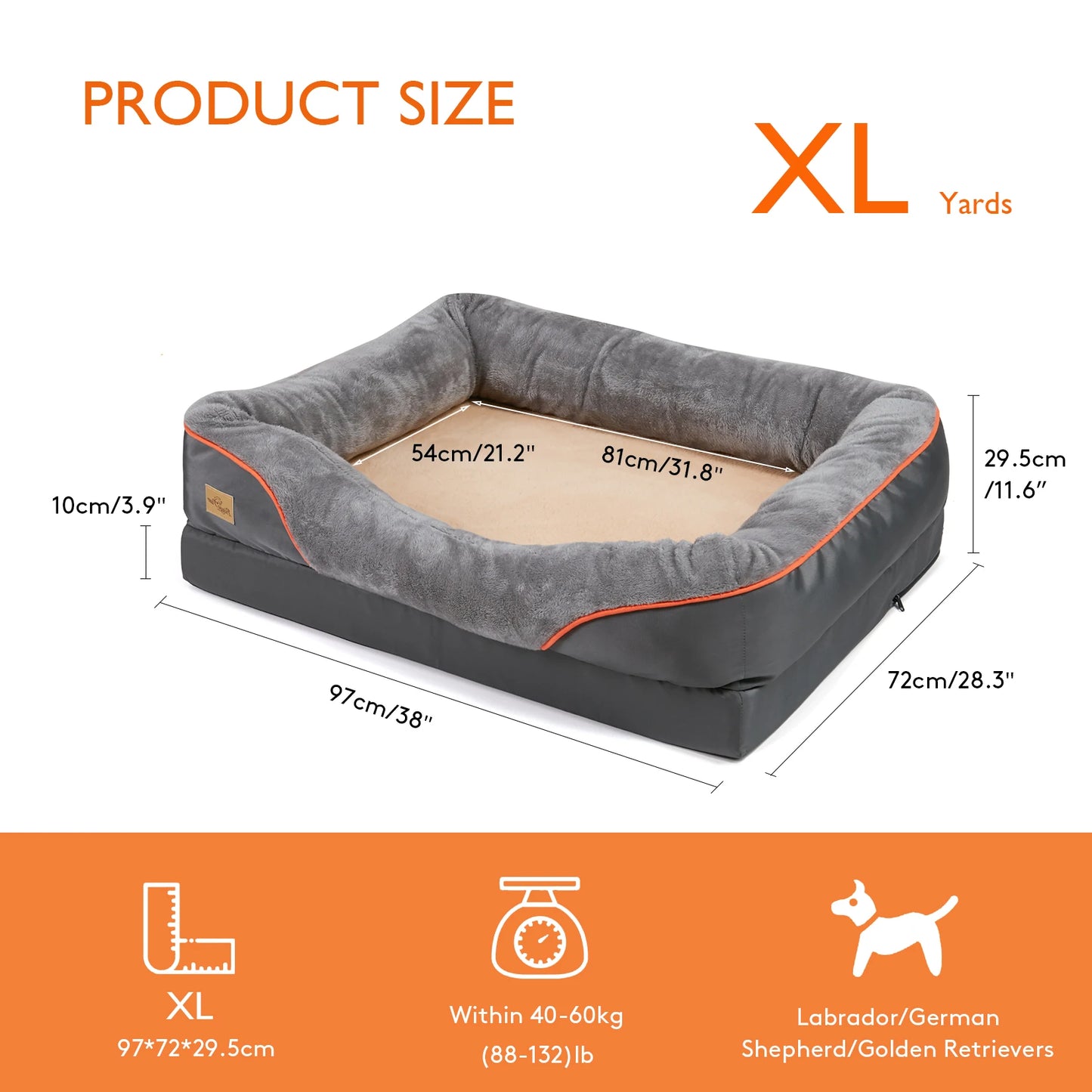 Bingopaw Jumbo Orthopedic Memory Foam Dog Bed With Waterproof Mattress