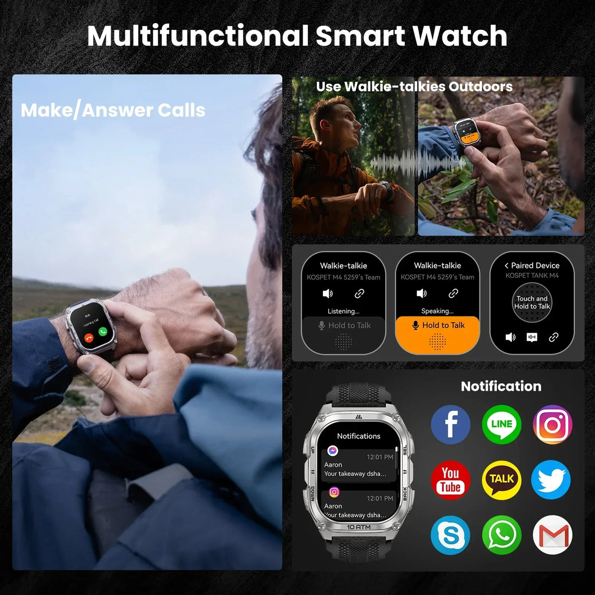 Kospet Tank M4 Smart Watch With 6-Sat GPS And Waterproof