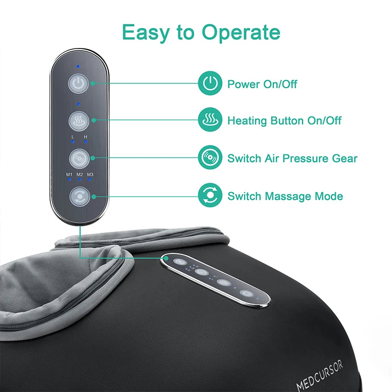 Medcursor Foot Massager With Heating Therapy Shiatsu Kneading Electric