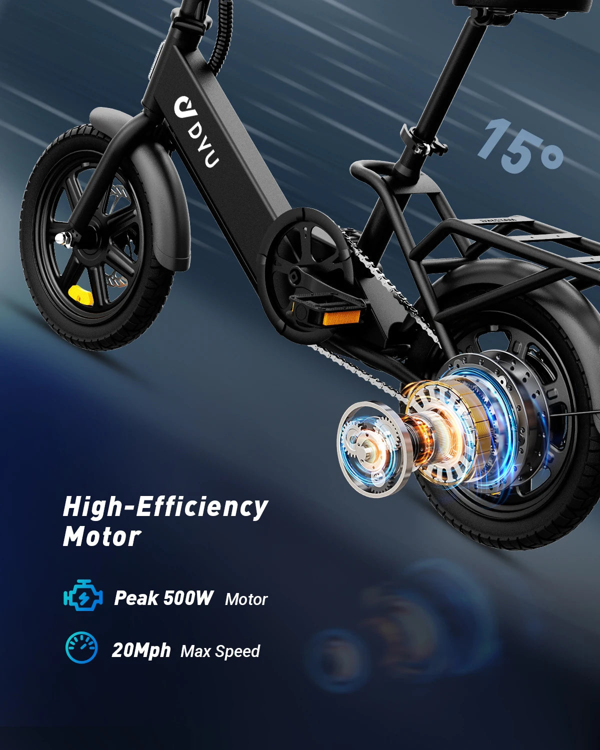 Dyu C3 Folding Electric Bike With 500W Motor Commuter UL2849