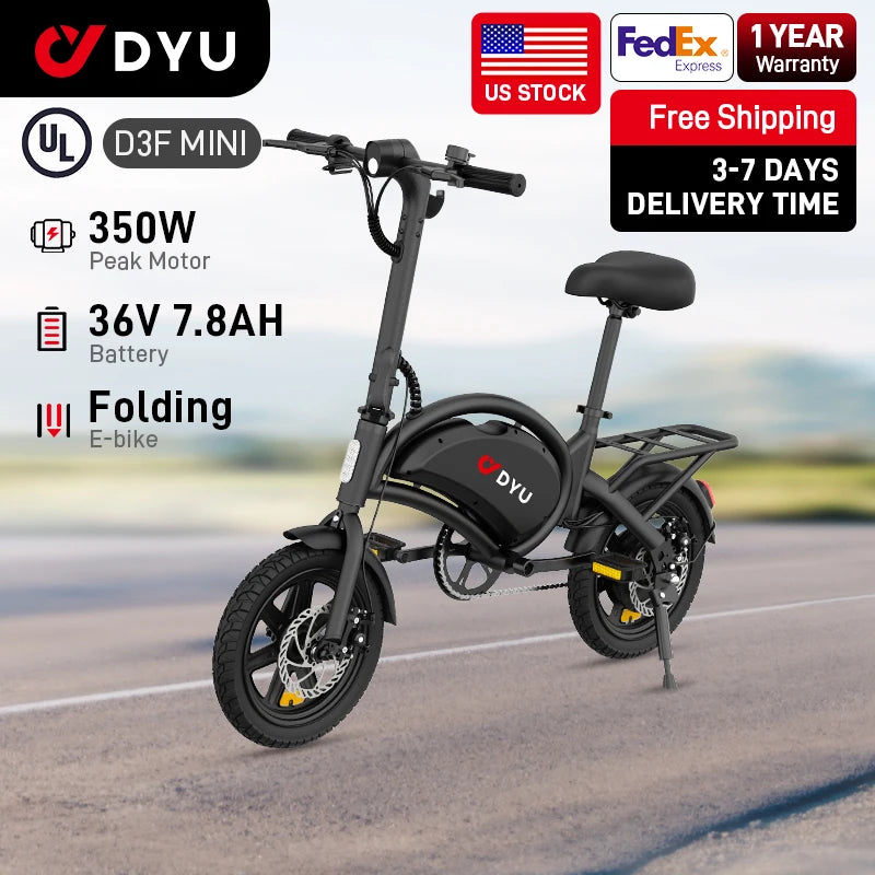 DYU D3F Electric Bicycle With 500W Motor And 36V 7.8Ah Battery