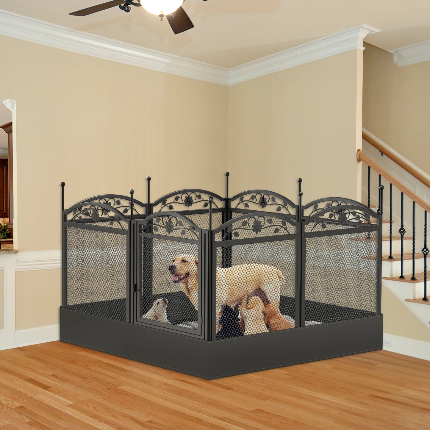 BINGOPAW Eight Panel Heavy Duty Dog Playpen With Waterproof Pad