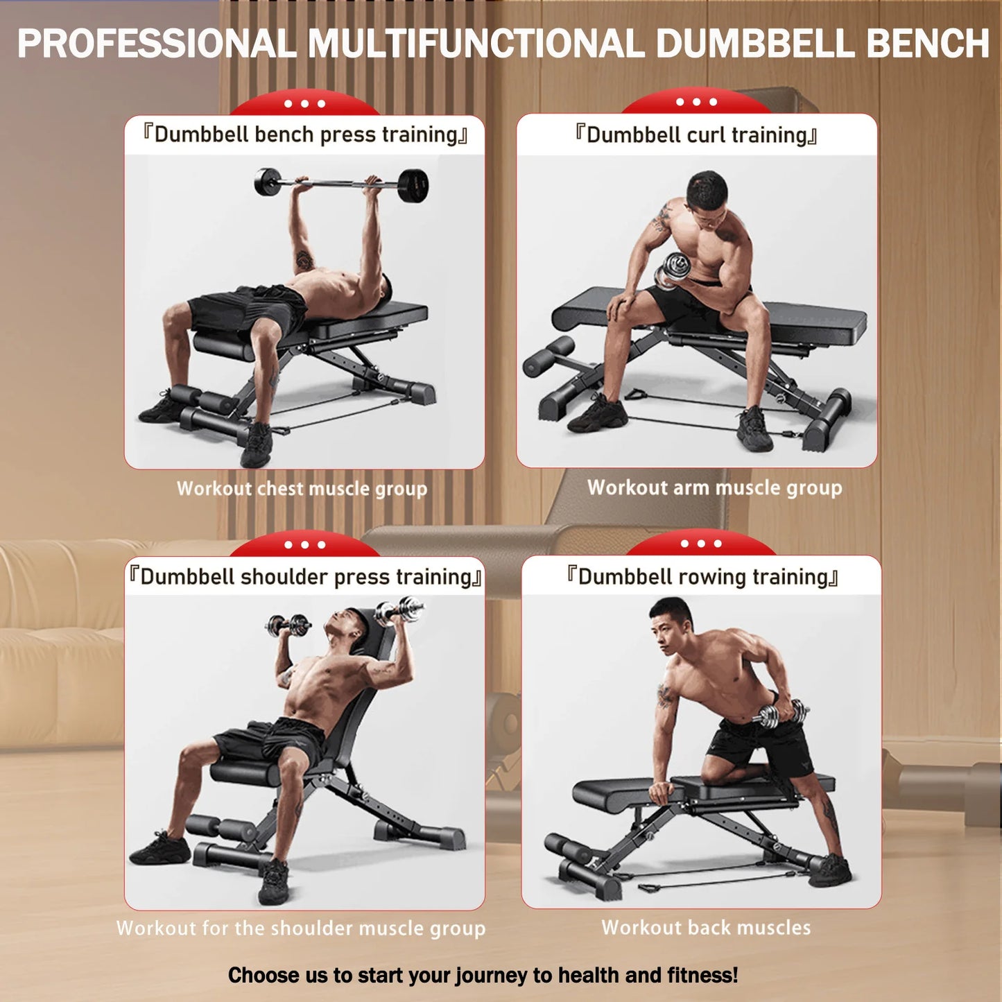 Multifunctional Adjustable Weight Bench For Full Body Workout Foldable