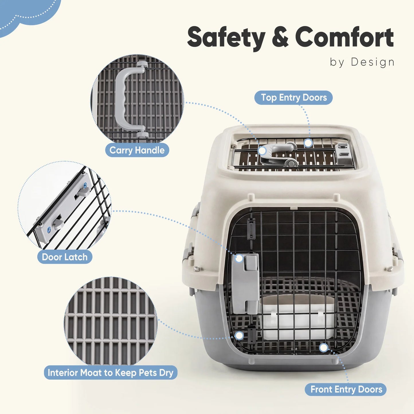 Pet Carrier Crate For Dogs And Cats Enhanced Security Latches