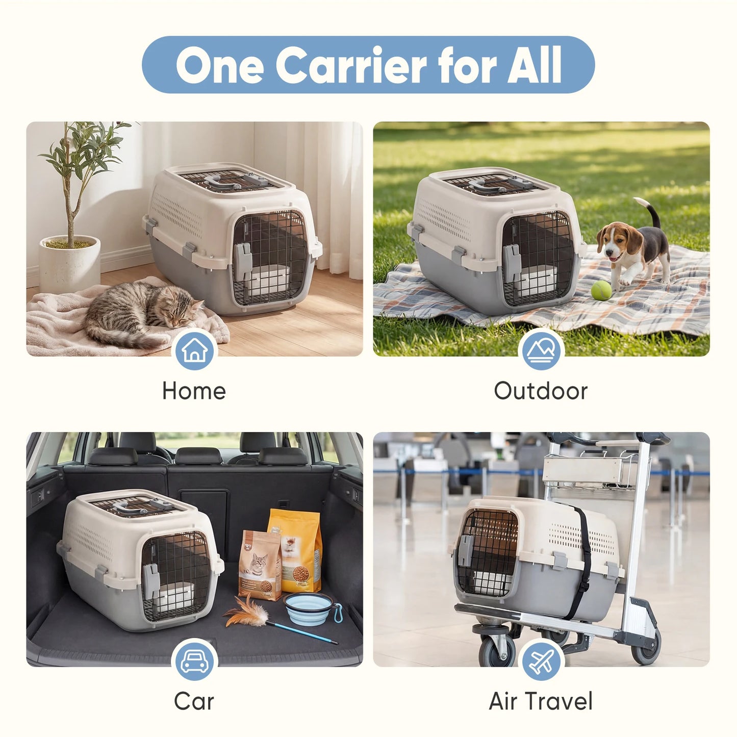 Pet Carrier Crate For Dogs And Cats Enhanced Security Latches