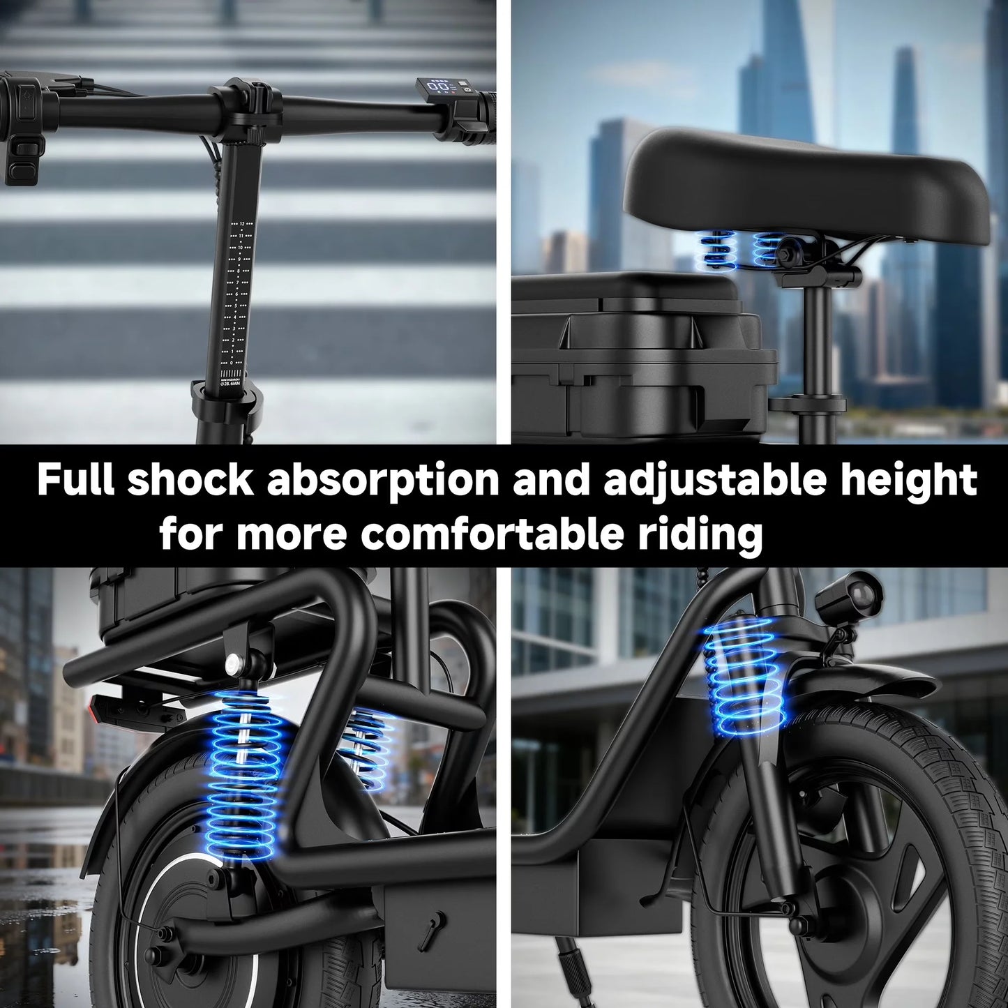 AOVOPRO T Folding Electric Scooter for Adults, 500W Dual Suspension