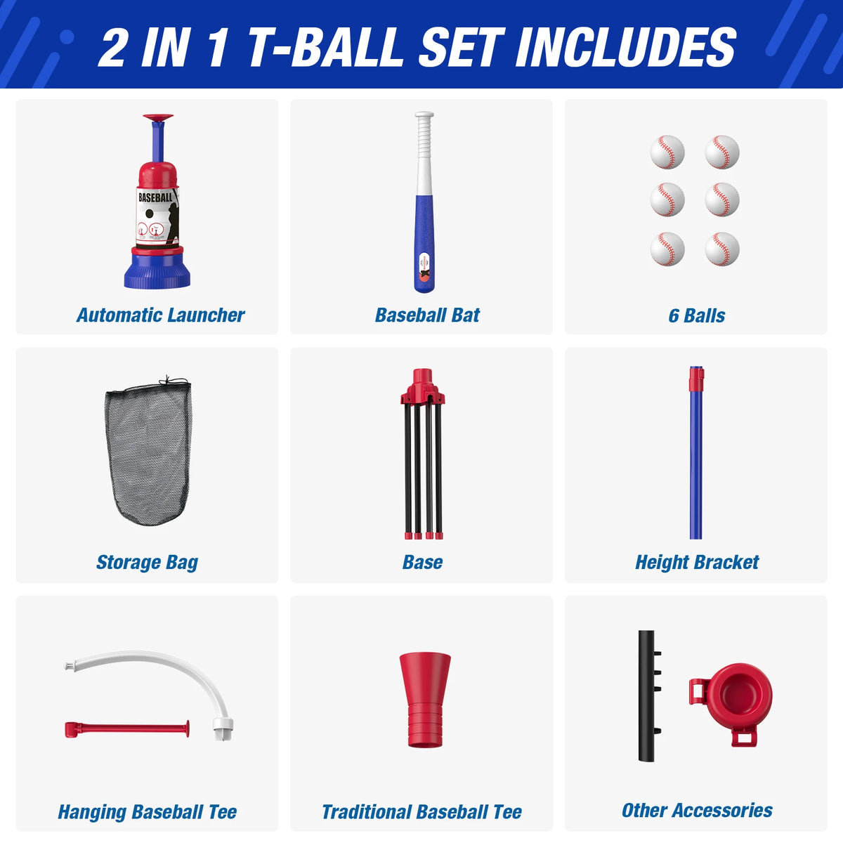 QDRAGON Kids Baseball Set With Pitching Machine And Tee Stand