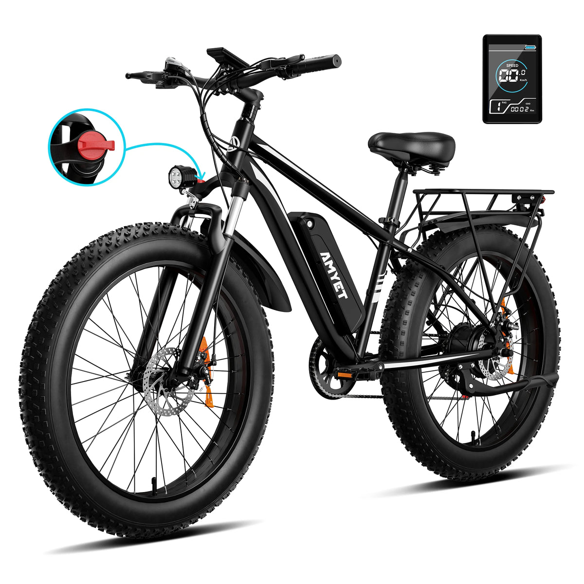 Amyet 1500W Electric Bike With Fat Tires And Dual Shock