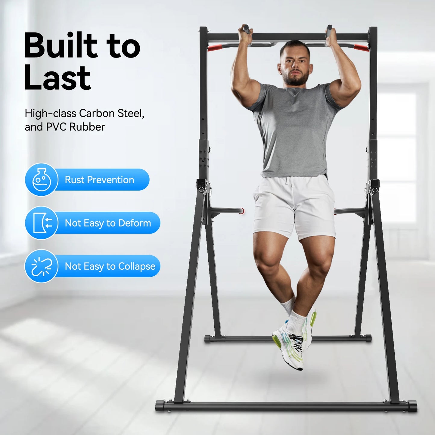 Adjustable Pull Up Bar Foldable Home Gym with Parallel Bars
