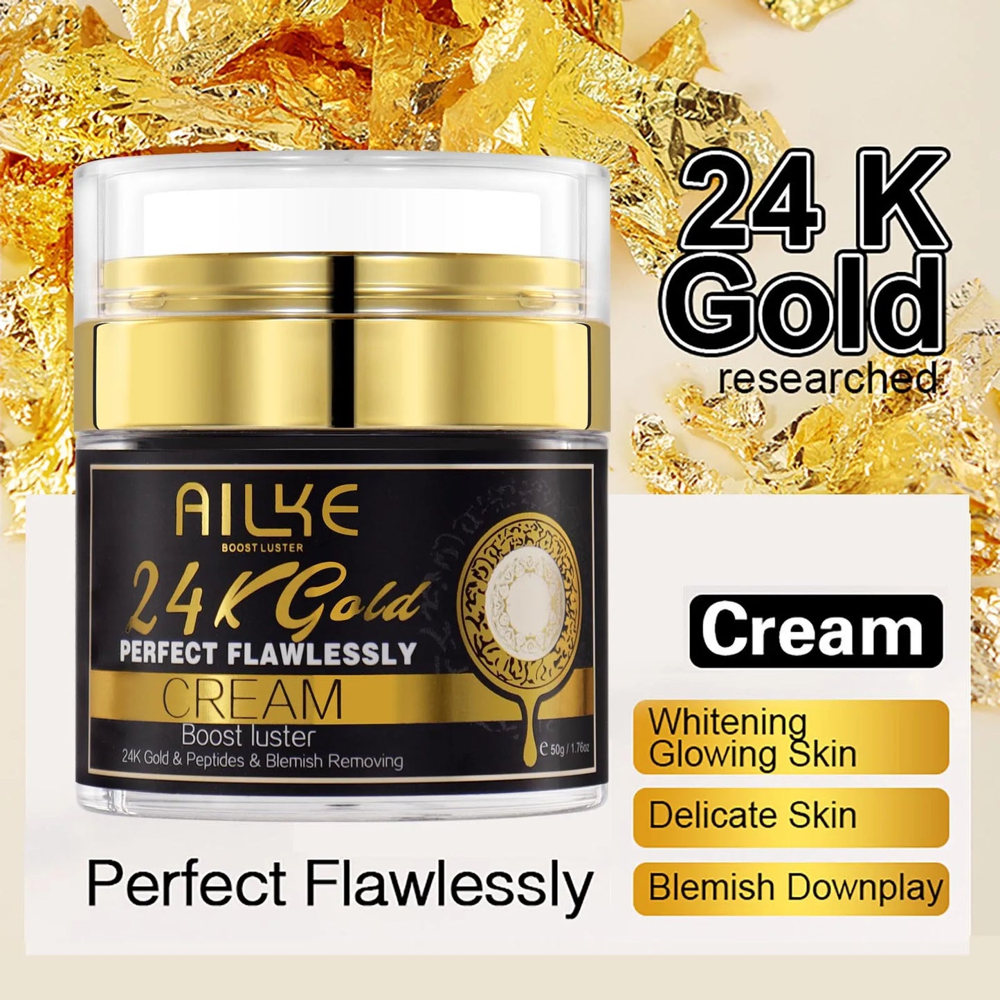 AILKE 24K Gold Skin Care Set Whitening Dark Spots Reduction
