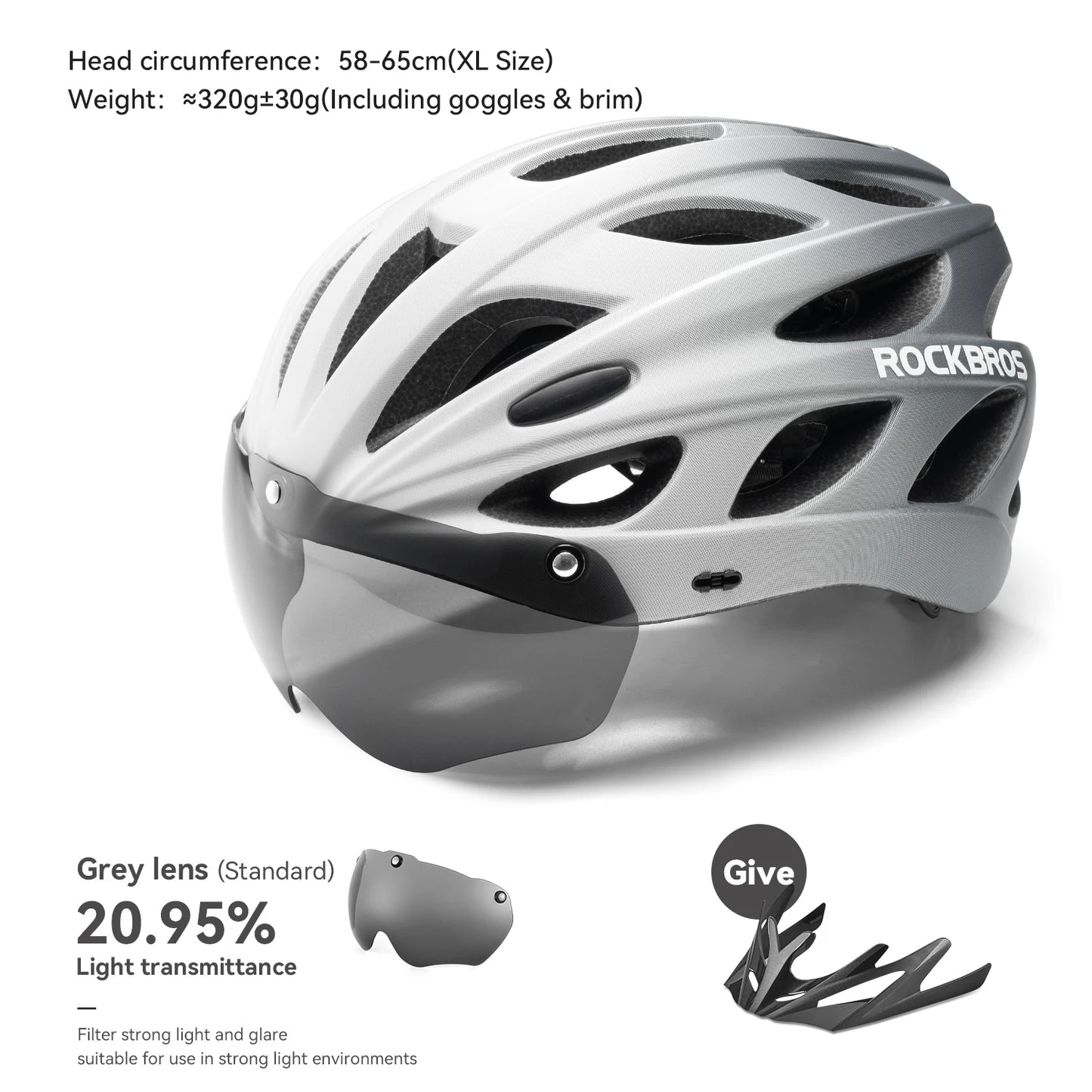 ROCKBROS Lightweight Cycling Helmet With Goggles For MTB And Road