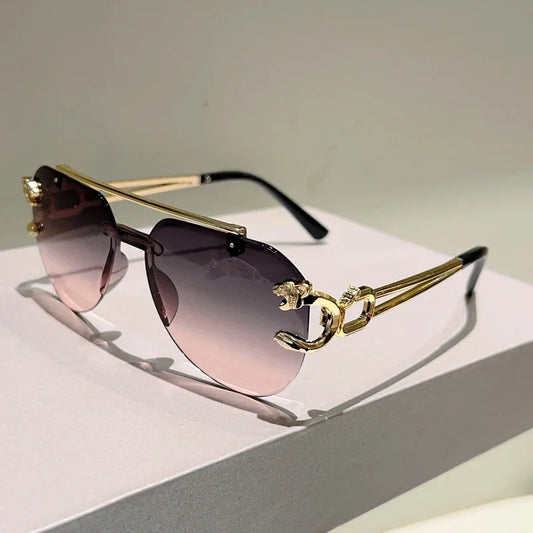 Rimless Pilot Sunglasses Women Fashion Trendy Eyewear Casual Outdoor