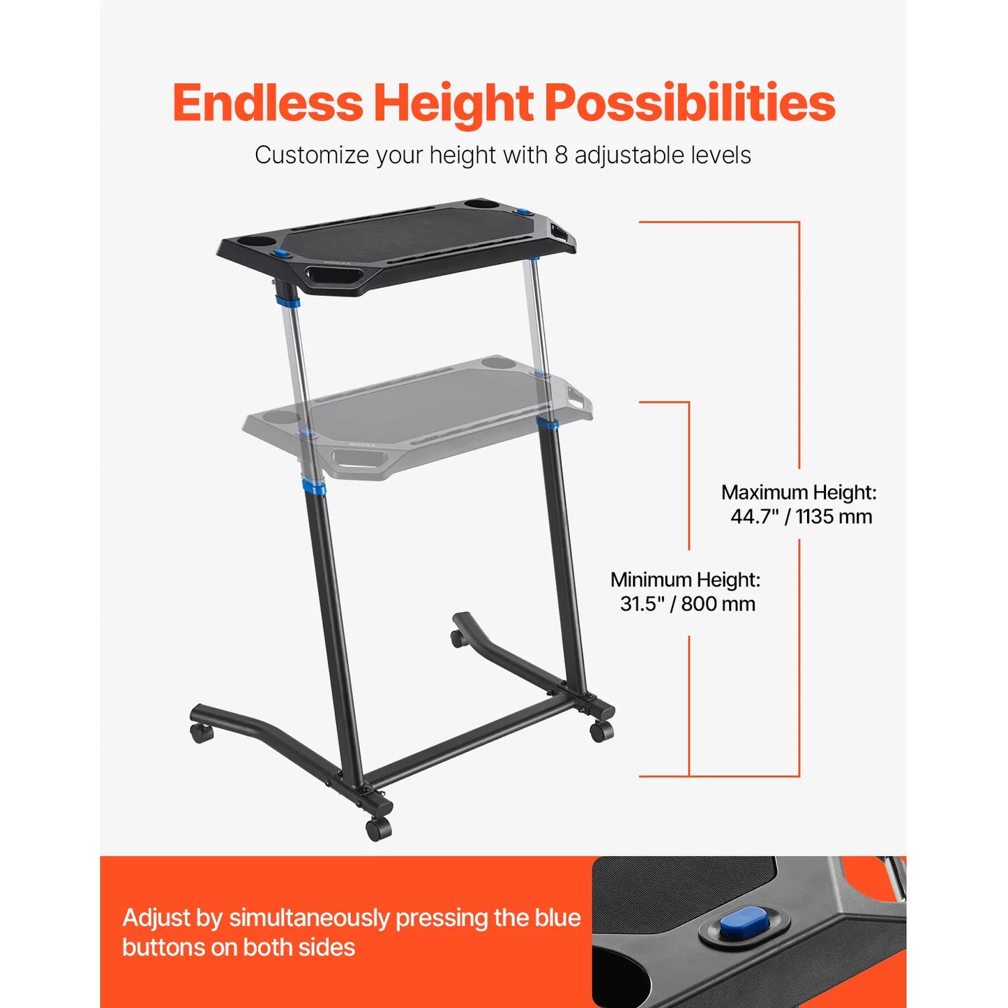 Cycling Desk For Home Office Foldable With Lockable Wheel