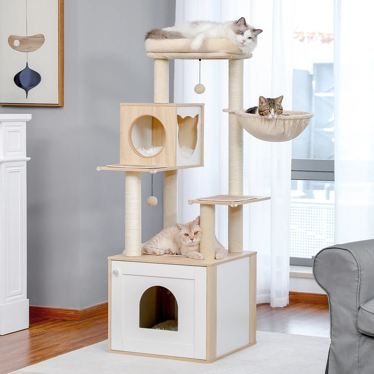 PAWZ Ro Multi Level Cat Tree Condo Hammock Scratching Posts