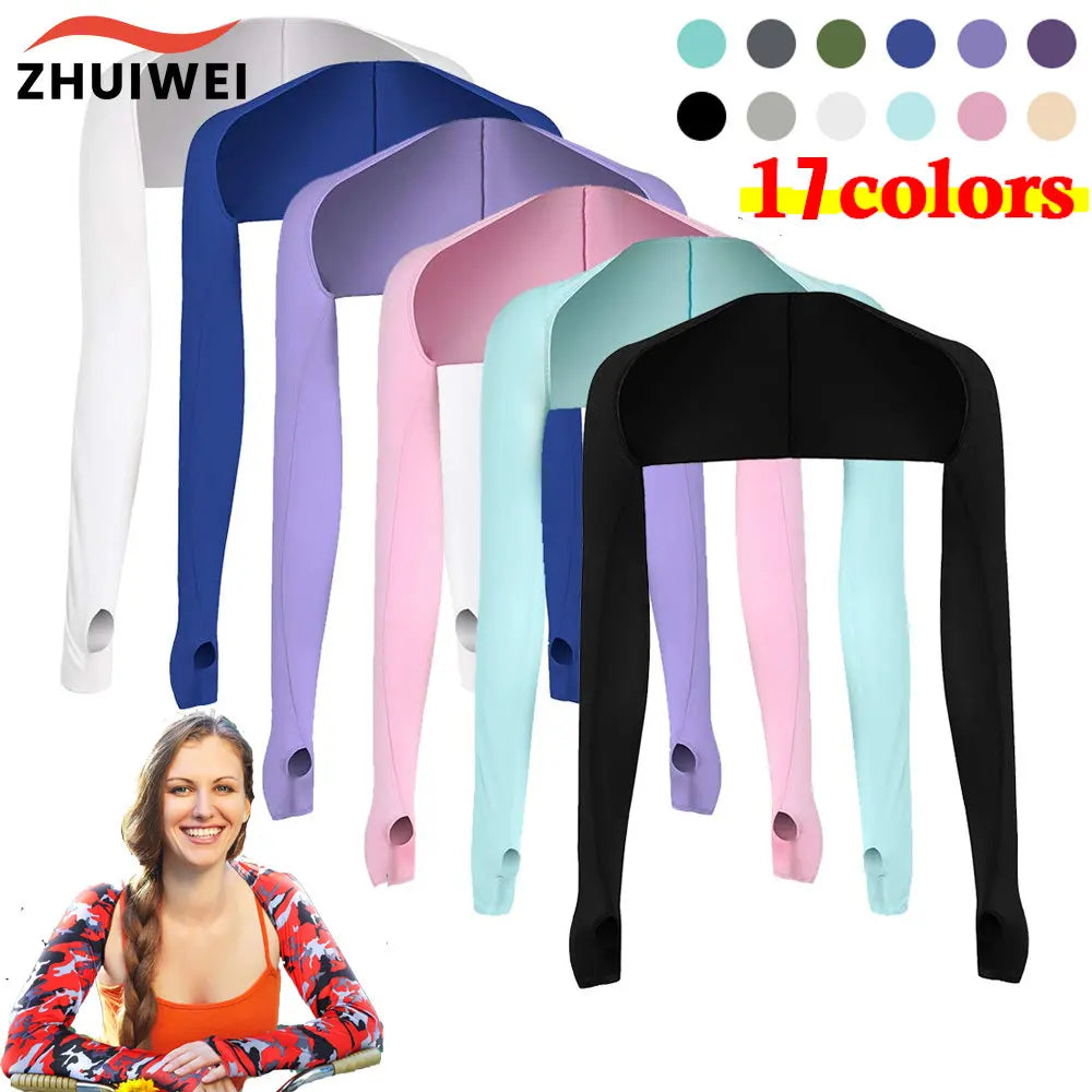 Ultra Thin Ice Silk Arm Sleeves With UV Sun Protection