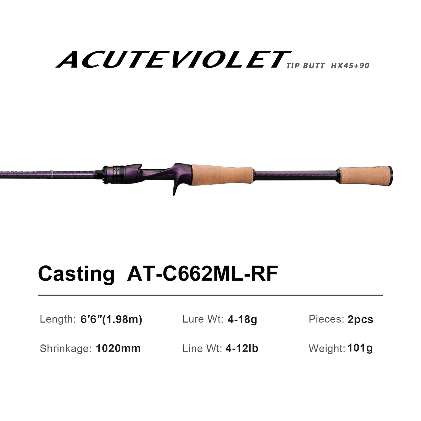 Pure-Lure Acute Fast Action Bass Spinning Rod With Titanium Ring