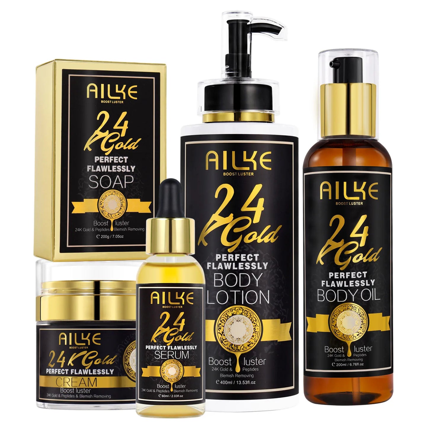 AILKE 24K Gold Skin Care Set Whitening Dark Spots Reduction