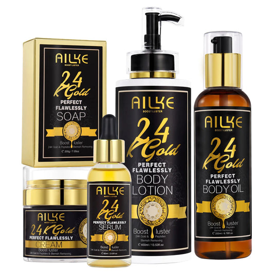 AILKE 24K Gold Skin Care Set Whitening Dark Spots Reduction