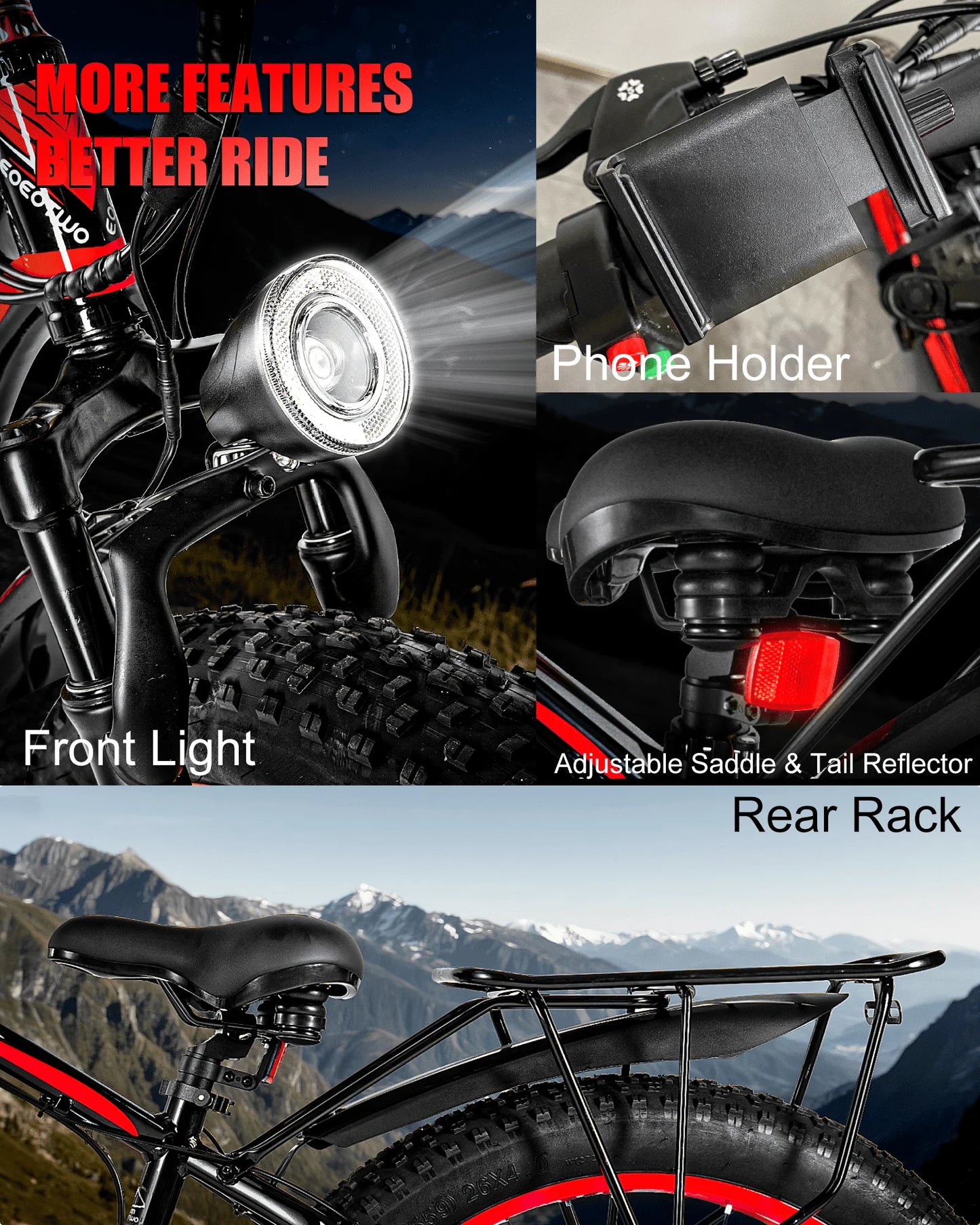 EOEOTWO 1500W Fat Tire Electric Bike All Terrain Ebike 34 MPH 48V