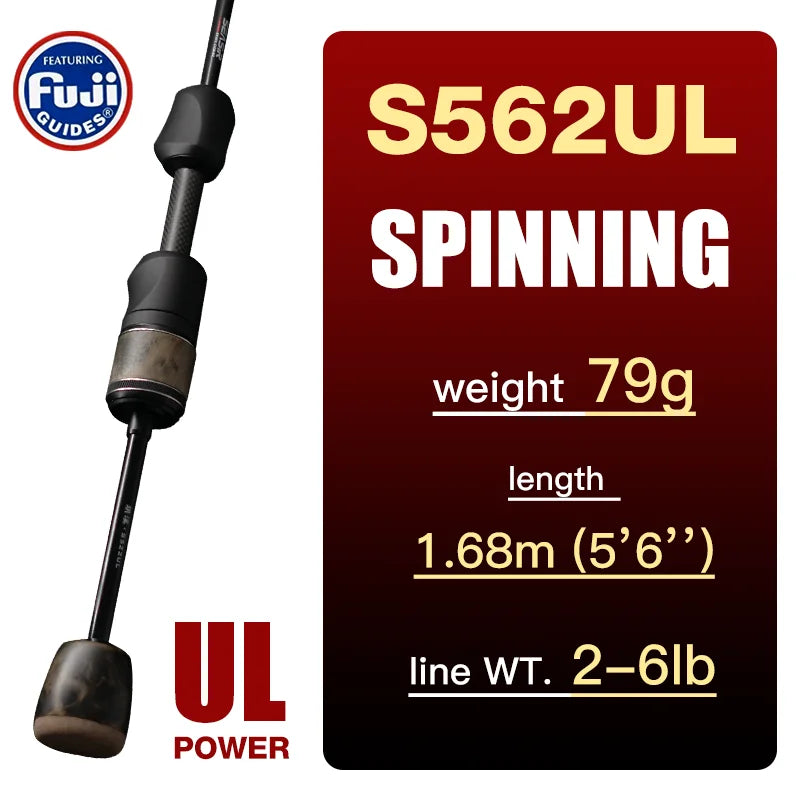SeaSir Ultralight Spinning Baitcasting Fishing Rod With Carbon Handle Fuji Guides