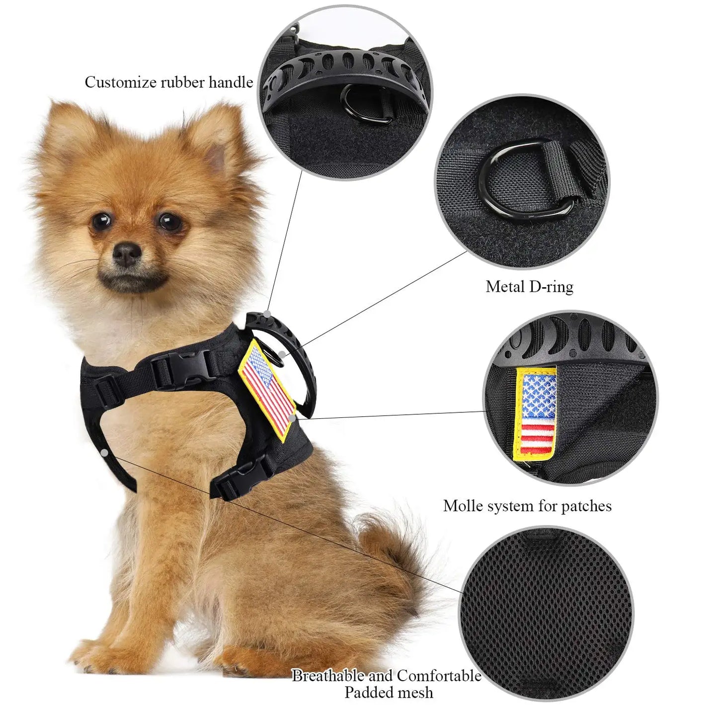 PETRAVEL Tactical Puppy Harness Leash Set For Small Dogs Cats