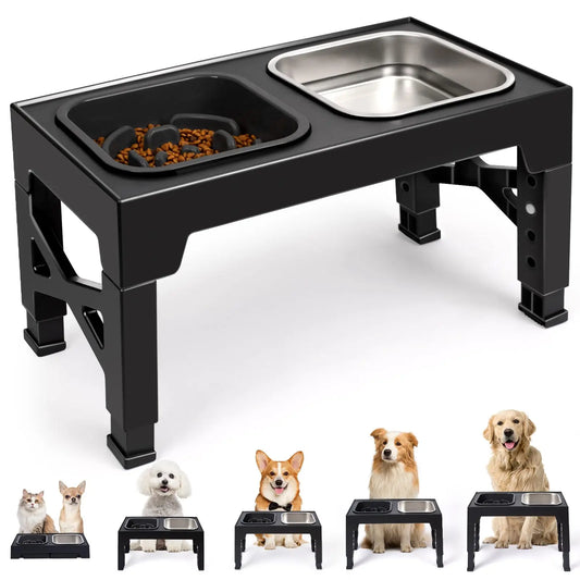 Elevated Slow Feeder Dog Bowls With Foldable Stand Non Slip Stainless Steel