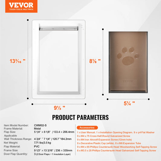 Pet Door Metal Frame With Lock And 3 Flap Weatherproof