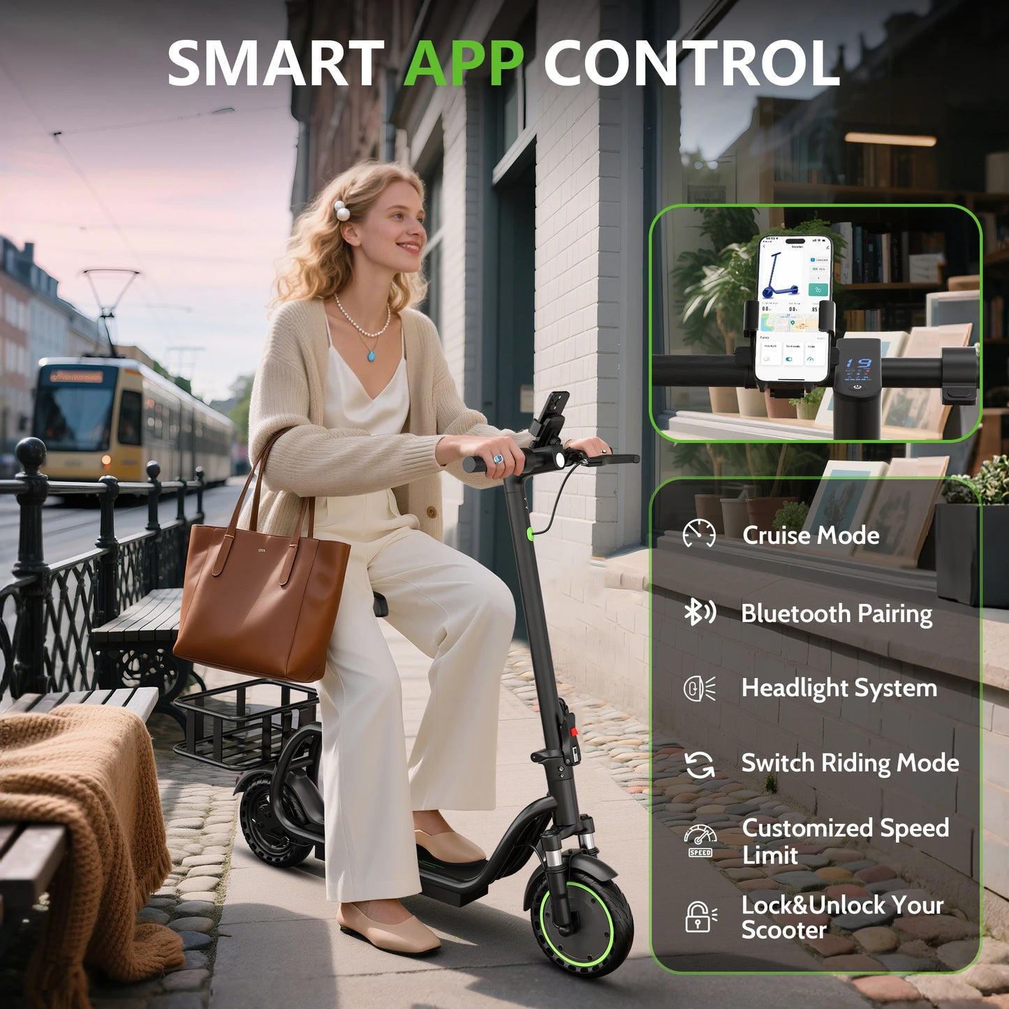 MAXSHOT Electric Scooter With Seat And Basket Foldable Design