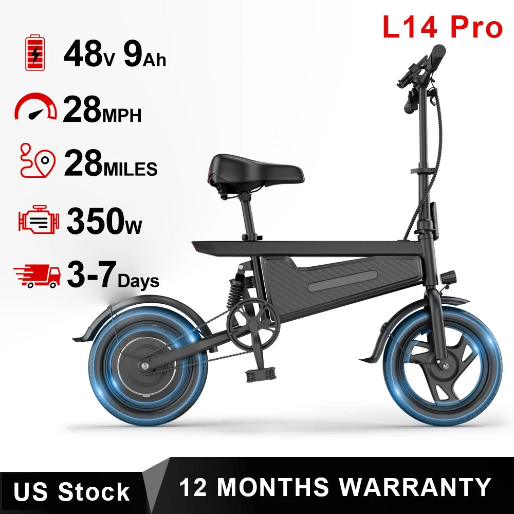 AOVOPRO Foldable Ebike 350W 48V 9Ah Battery 28 Mile Range