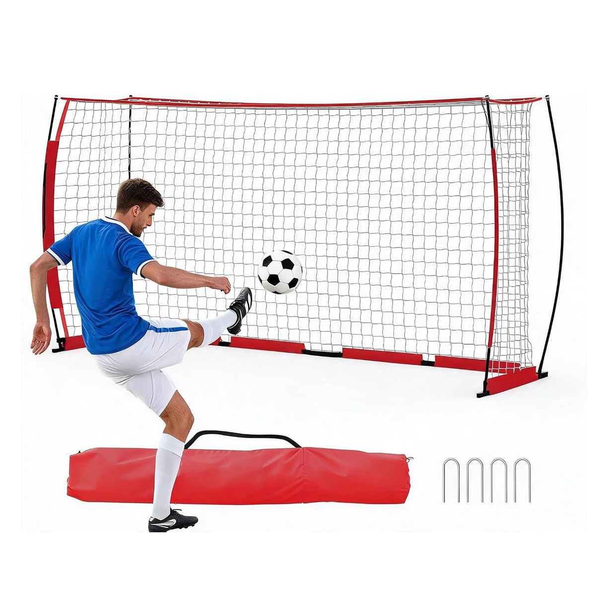 HiMISS Foldable Steel Soccer Goal With Fiberglass Support Poles