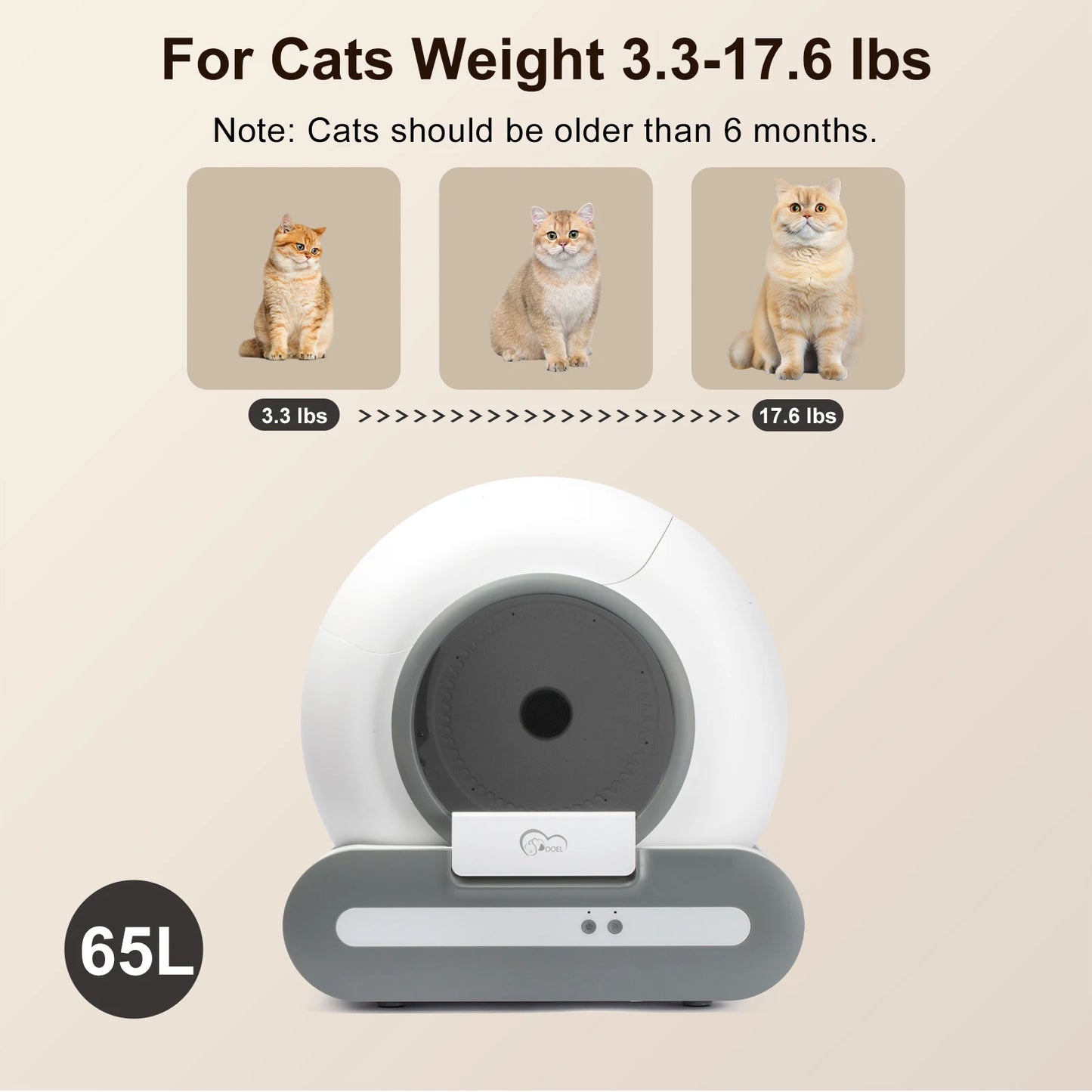 DOEL Self-Cleaning Cat Litter Box App Control 2.4G WiFi
