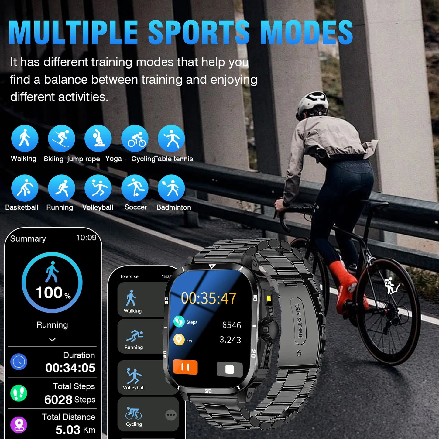Smartwatch With Bluetooth Calling Touchscreen Unisex Compatible Android iPhone