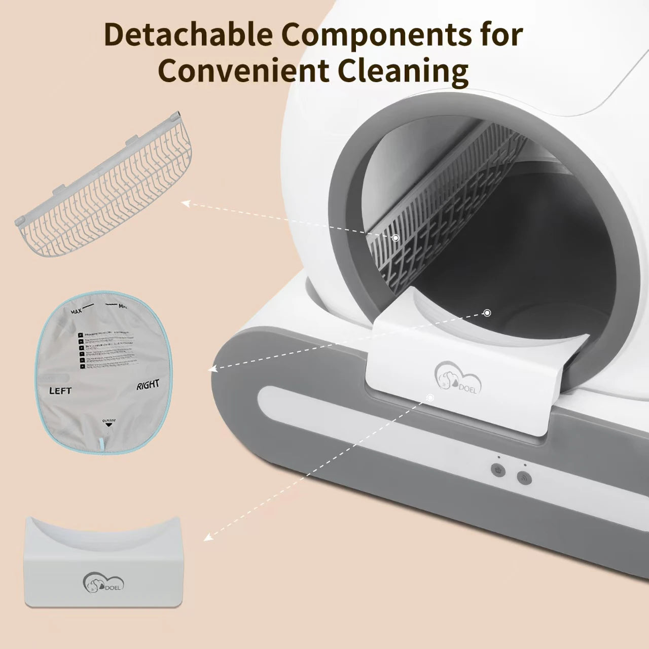 DOEL Self-Cleaning Cat Litter Box App Control 2.4G WiFi