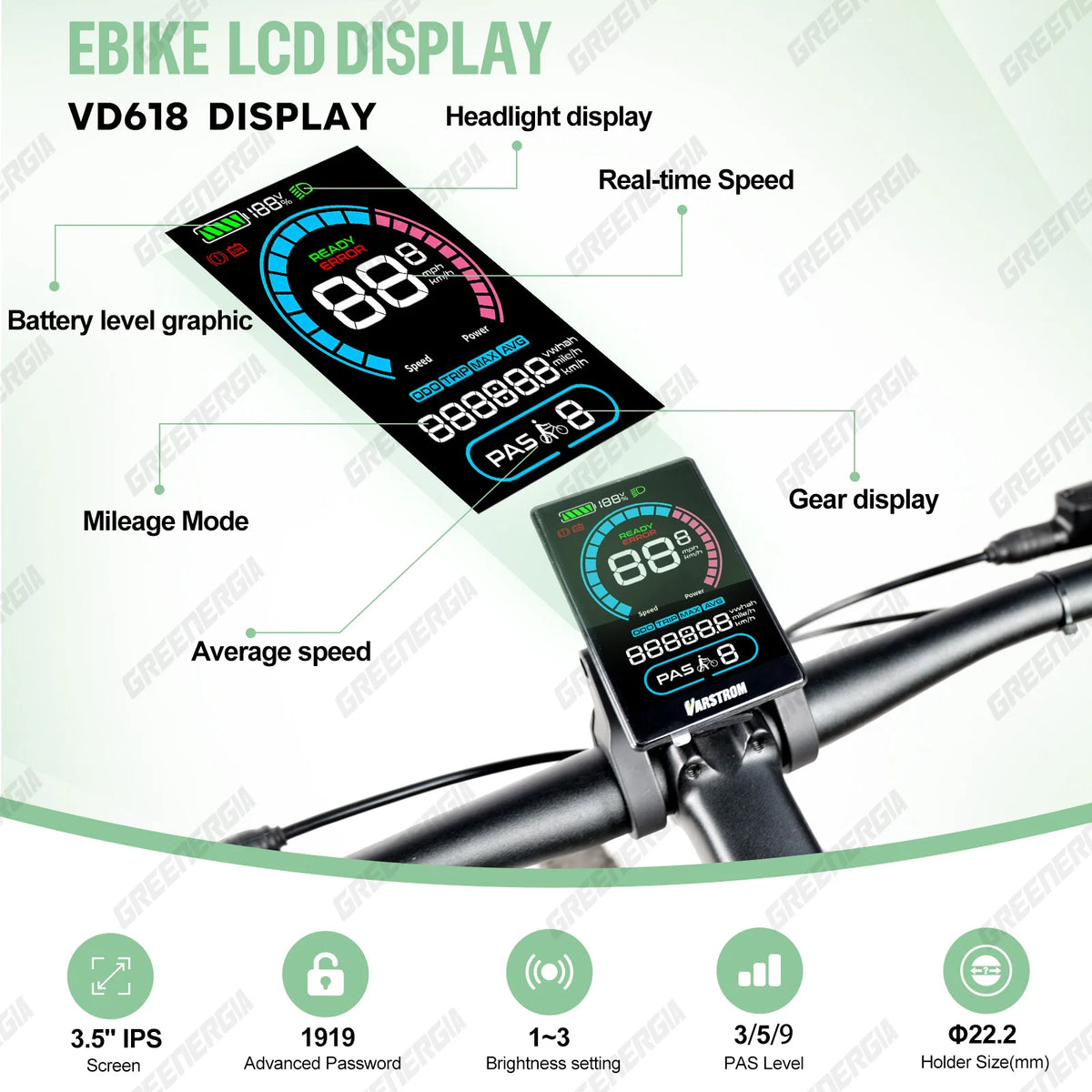 Varstrom CAN Protocol Ebike Display for Bafang Mid Drive Motors