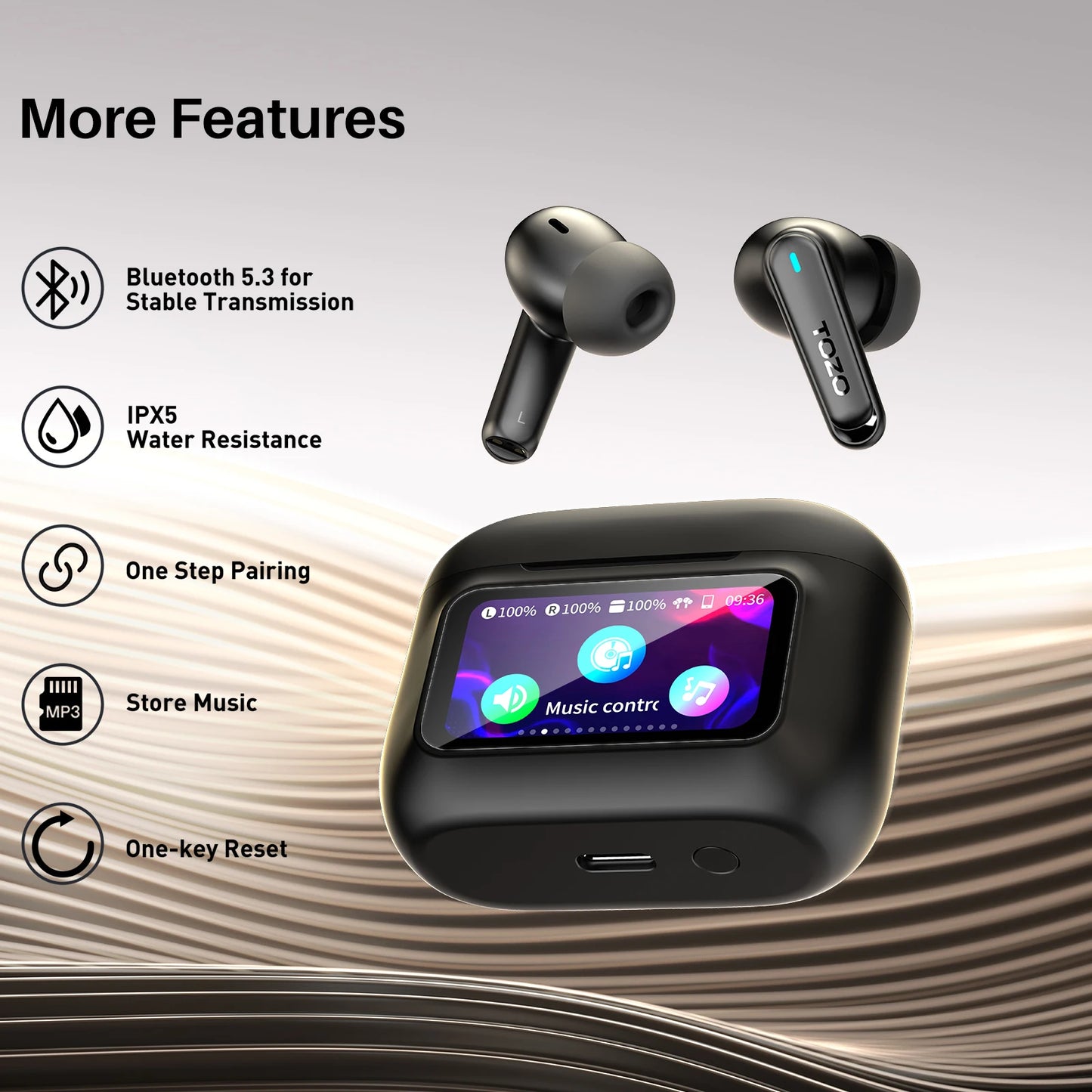 TOZO Pods AI Translate Earbuds Bluetooth 5.4 Noise Canceling