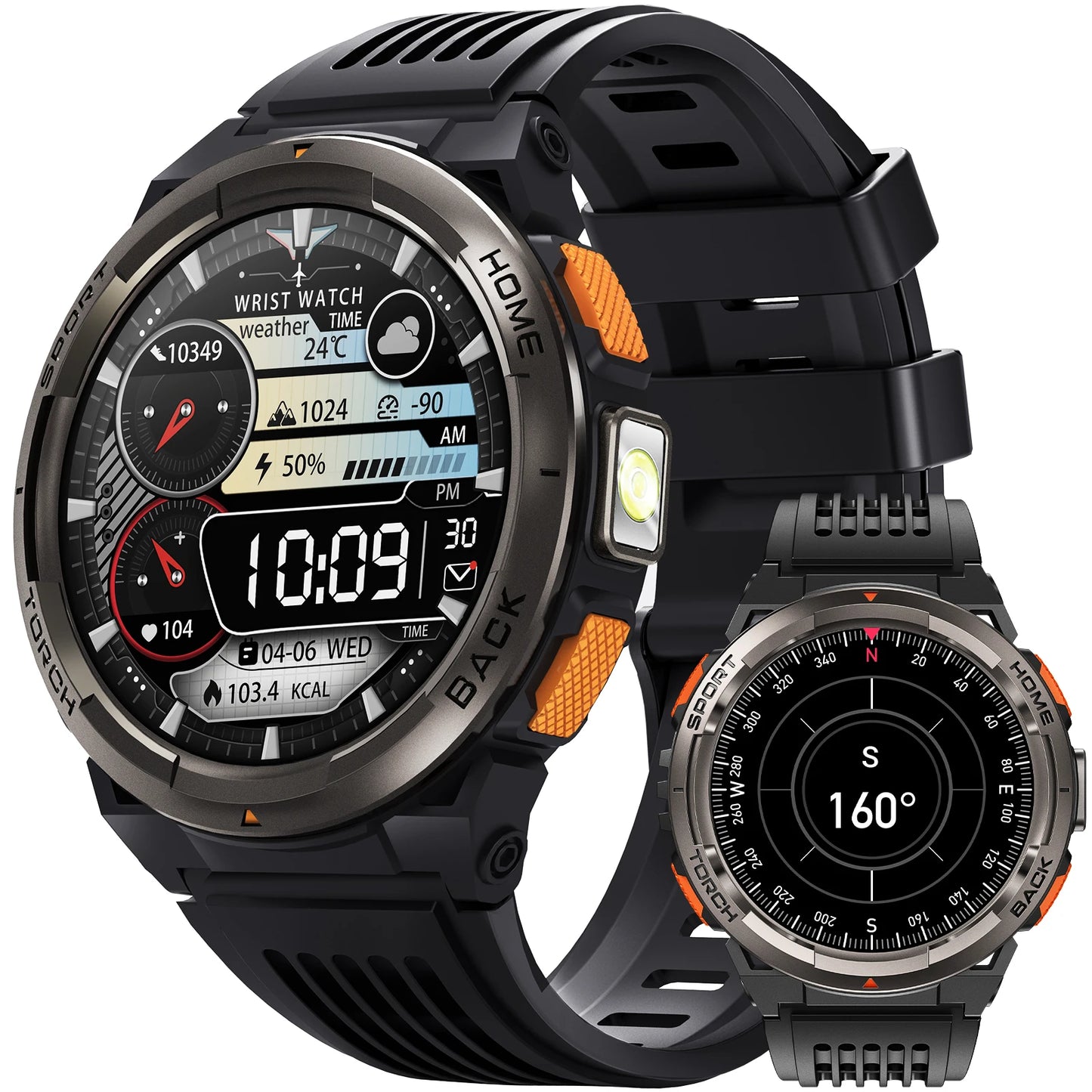 EIGIIS KE5 Smartwatch With Compass 3ATM Barometer LED Flashlight Waterproof