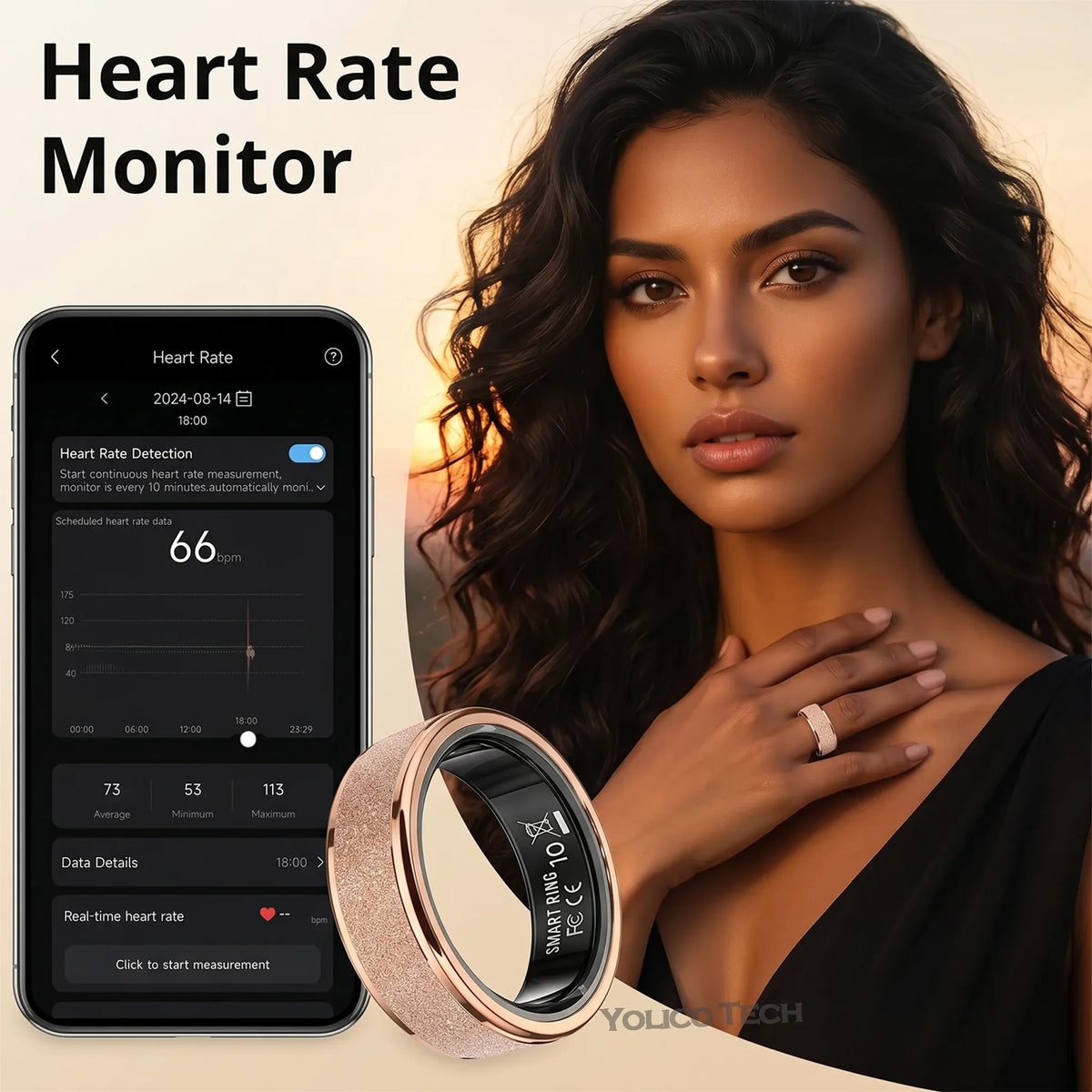 IP68 Waterproof Smart Ring With Body Temperature And Activity Tracking