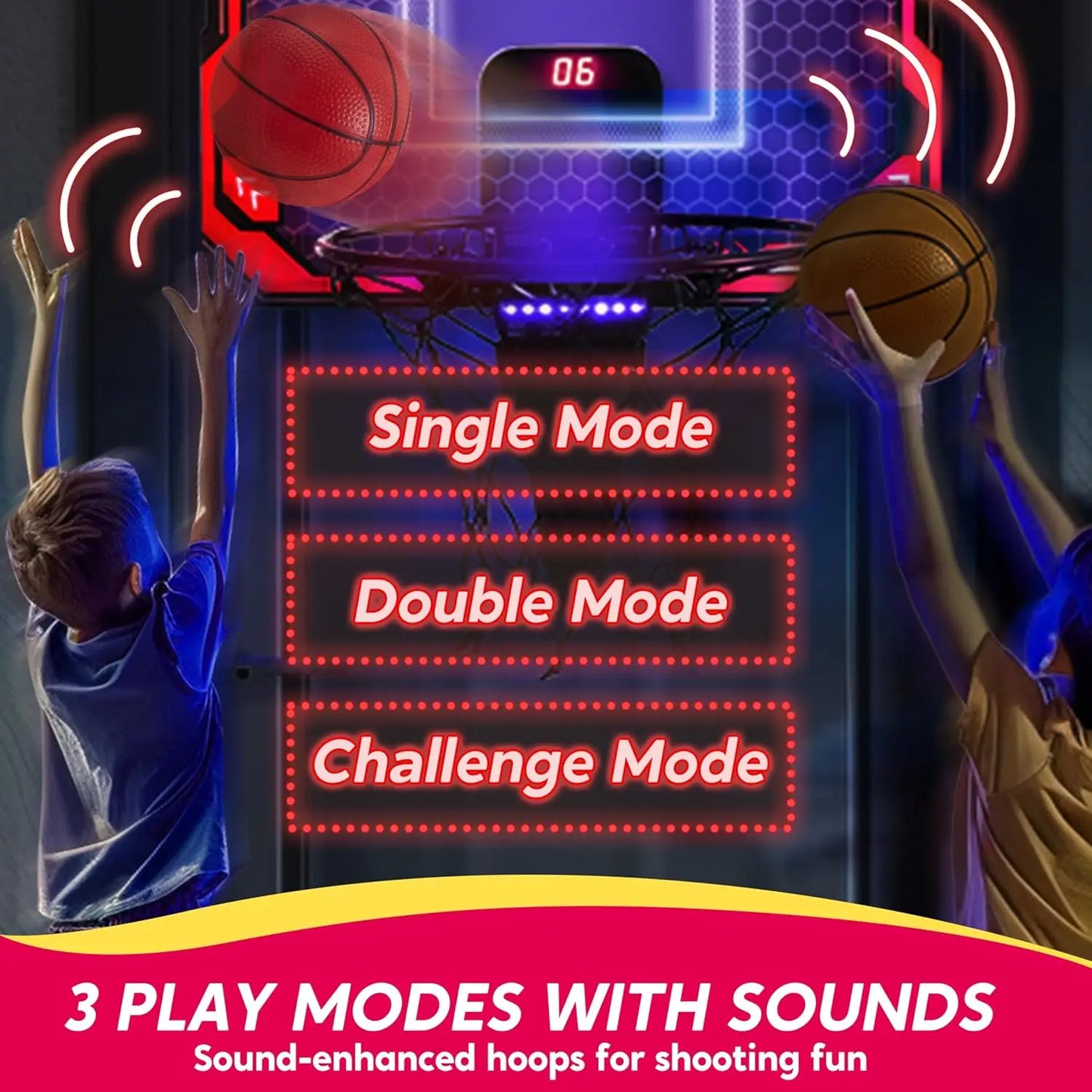 Joyfy Mini Indoor Basketball Hoop Over Door With LED Scoreboard