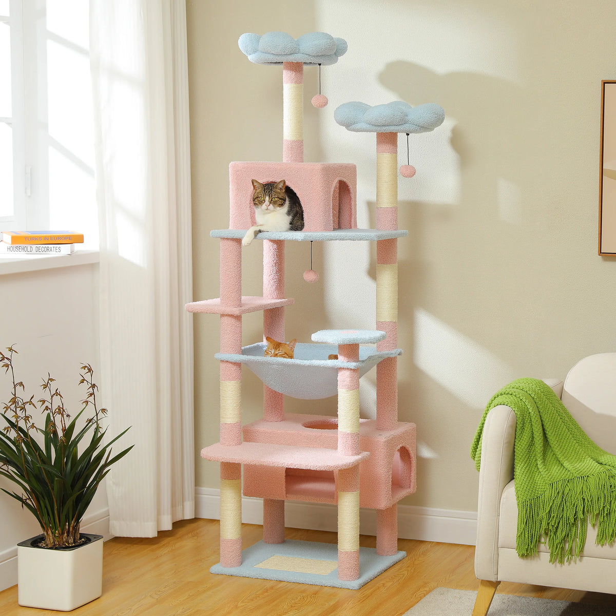 Petepla 184cm Luxury Cat Tree Tower With Hammock