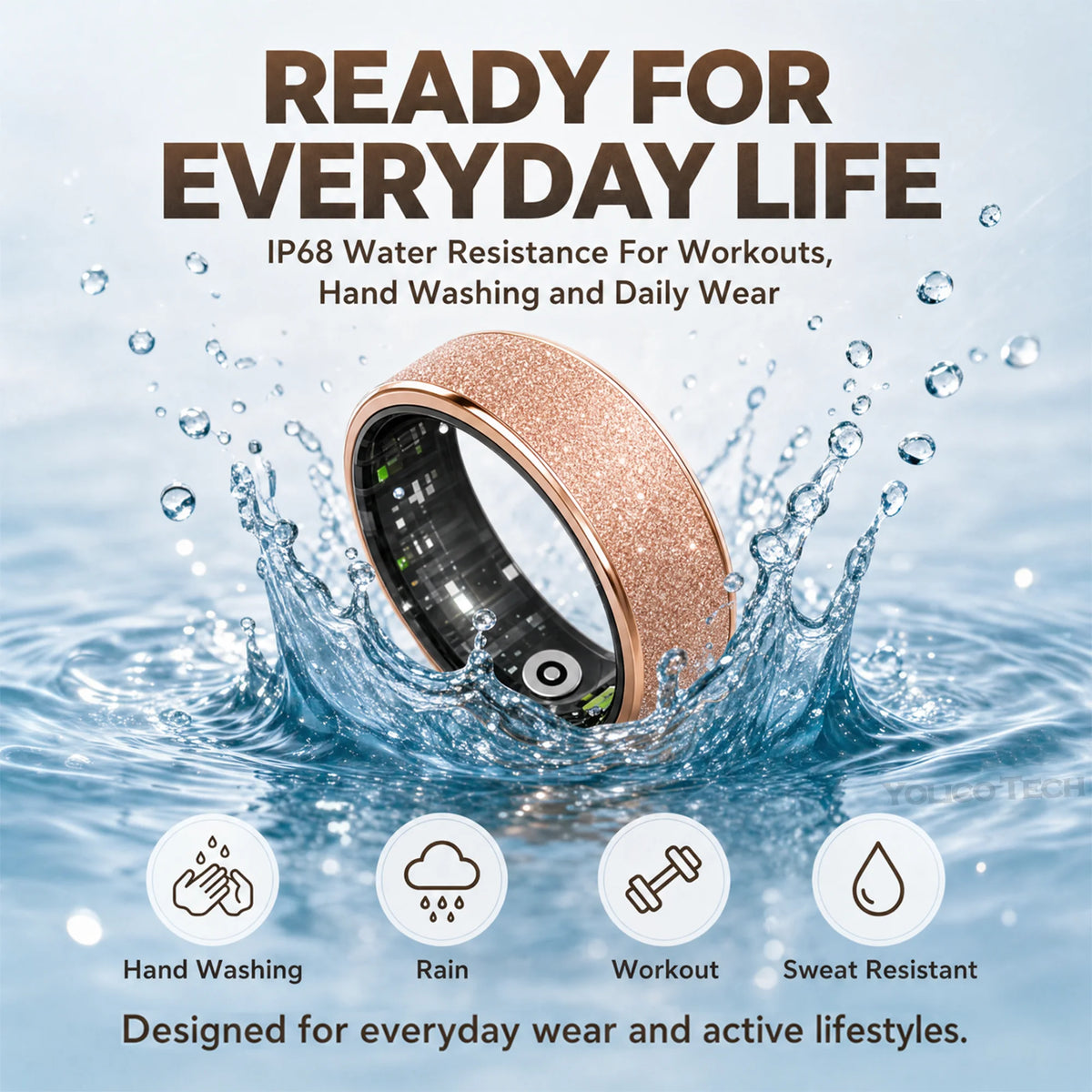 IP68 Waterproof Smart Ring With Body Temperature And Activity Tracking