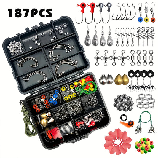 187 Piece Ultimate Fishing Kit With Tackle Box And Hooks