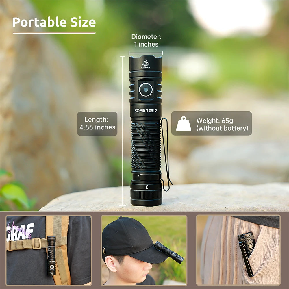 Sofirn SR12 LED Flashlight 1450lm Spotlight with Magnetic Tailcap