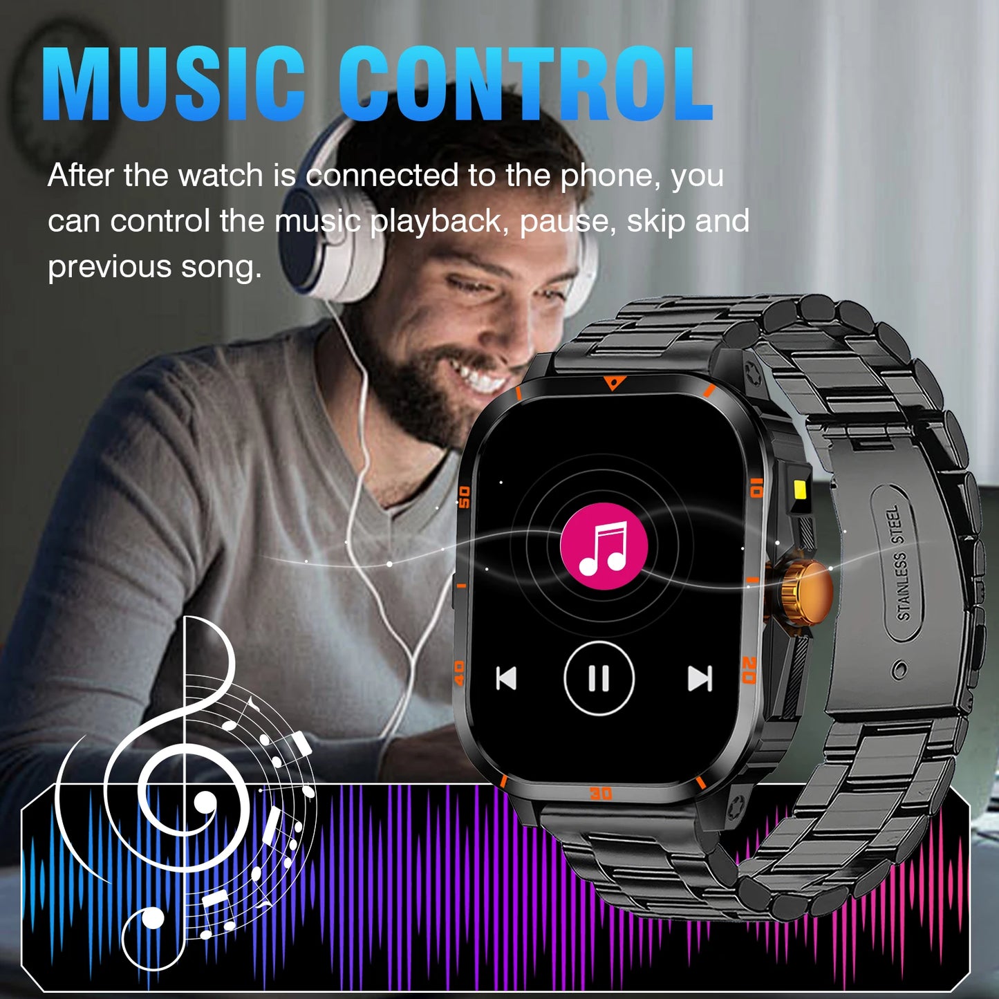 Smartwatch With Bluetooth Calling Touchscreen Unisex Compatible Android iPhone